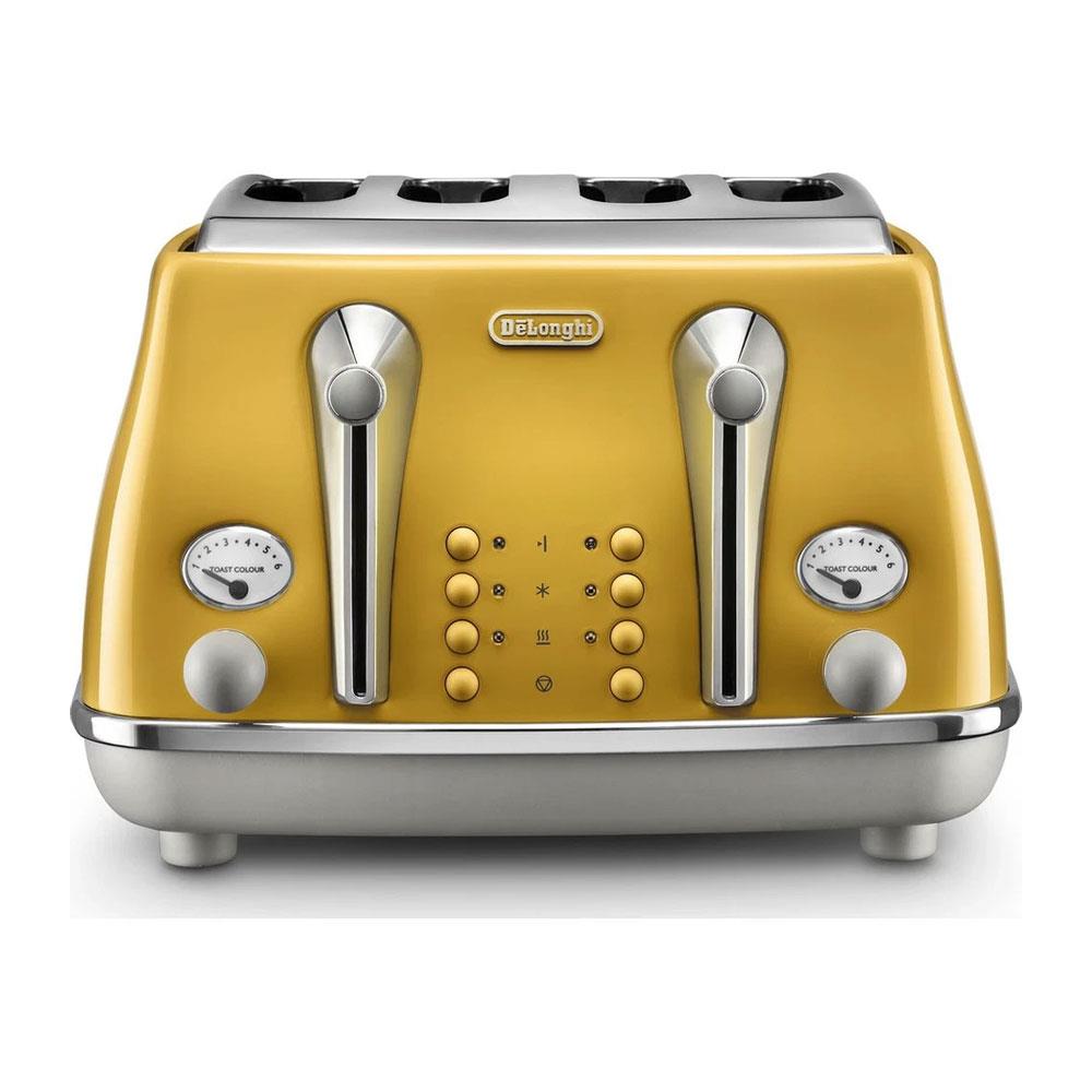 Delonghi Icona Capitals New York 4 Slice Toaster 1800W - Yellow