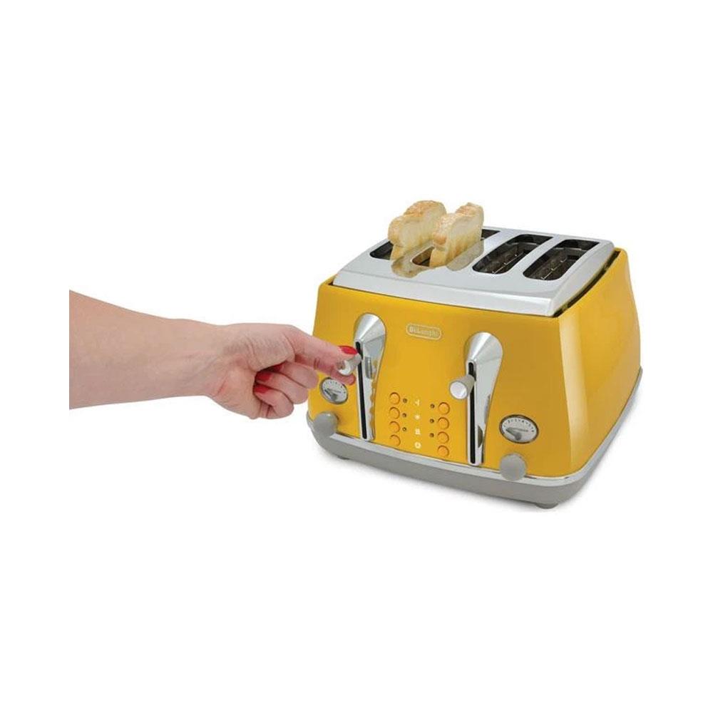 Delonghi Icona Capitals New York 4 Slice Toaster 1800W - Yellow