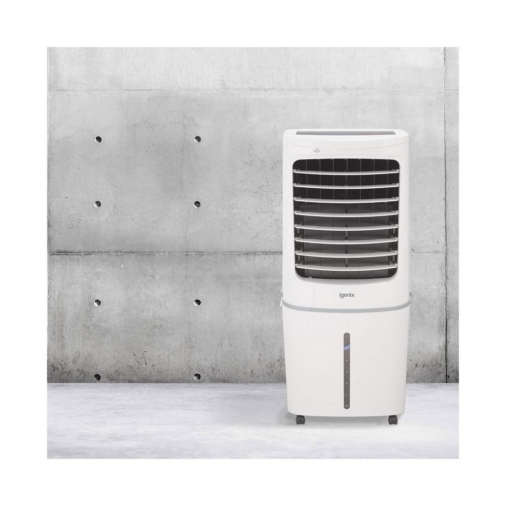 Igenix 50L Evaporative Air Cooler – 3-Speed Fan, Remote Control, 200W – White