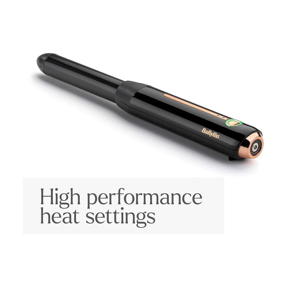 BaByliss 9000 Cordless Waving Wand Large 28mm Barrel 3 Temperature Settings - Black