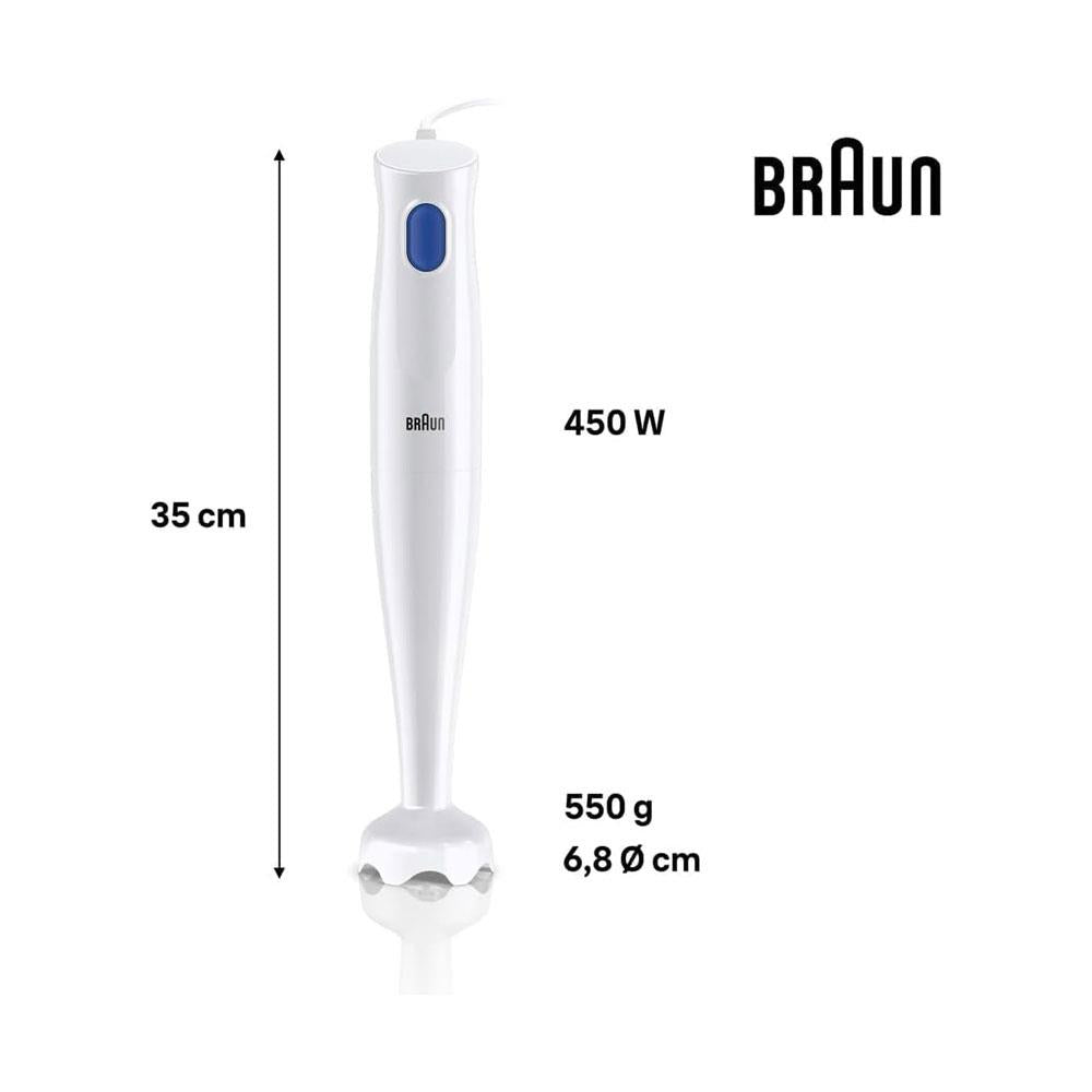 Braun MultiQuick 1 Hand Blender With 600ml Beaker EasyTwist Technology 1 Speed Setting 450W - White