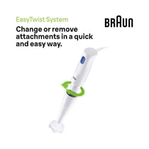 Braun MultiQuick 1 Hand Blender With 600ml Beaker EasyTwist Technology 1 Speed Setting 450W - White