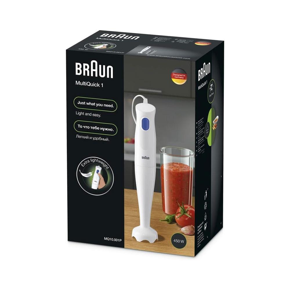 Braun MultiQuick 1 Hand Blender With 600ml Beaker EasyTwist Technology 1 Speed Setting 450W - White
