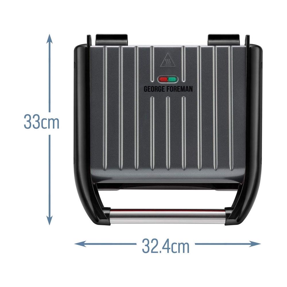 George Foreman Electric Health Grill Medium Family Contact Griddle Panini & Sandwich Toaster 1650W - Grey