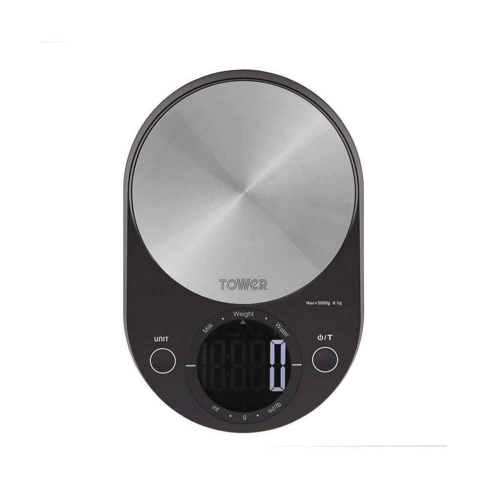 Tower Electronic Kitchen Scale With Extra-Large LCD Screen And Zero Weigh Function 5kg Capacity - Black