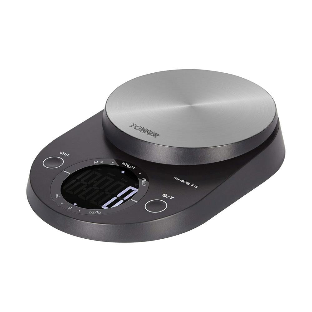 Tower Electronic Kitchen Scale With Extra-Large LCD Screen And Zero Weigh Function 5kg Capacity - Black