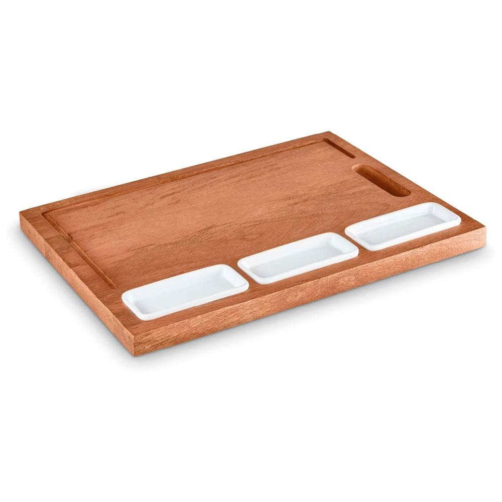Tower Multi-Purpose Chopping Board With Ceramic Bowls Mango Wood - Natural Wood Main image
