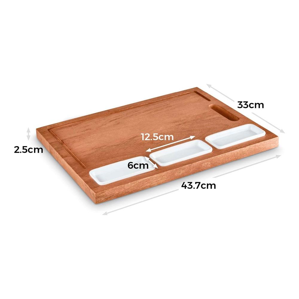 Tower Multi-Purpose Chopping Board With Ceramic Bowls Mango Wood - Natural Wood Secondary image
