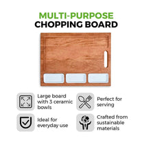 Tower Multi-Purpose Chopping Board With Ceramic Bowls Mango Wood - Natural Wood