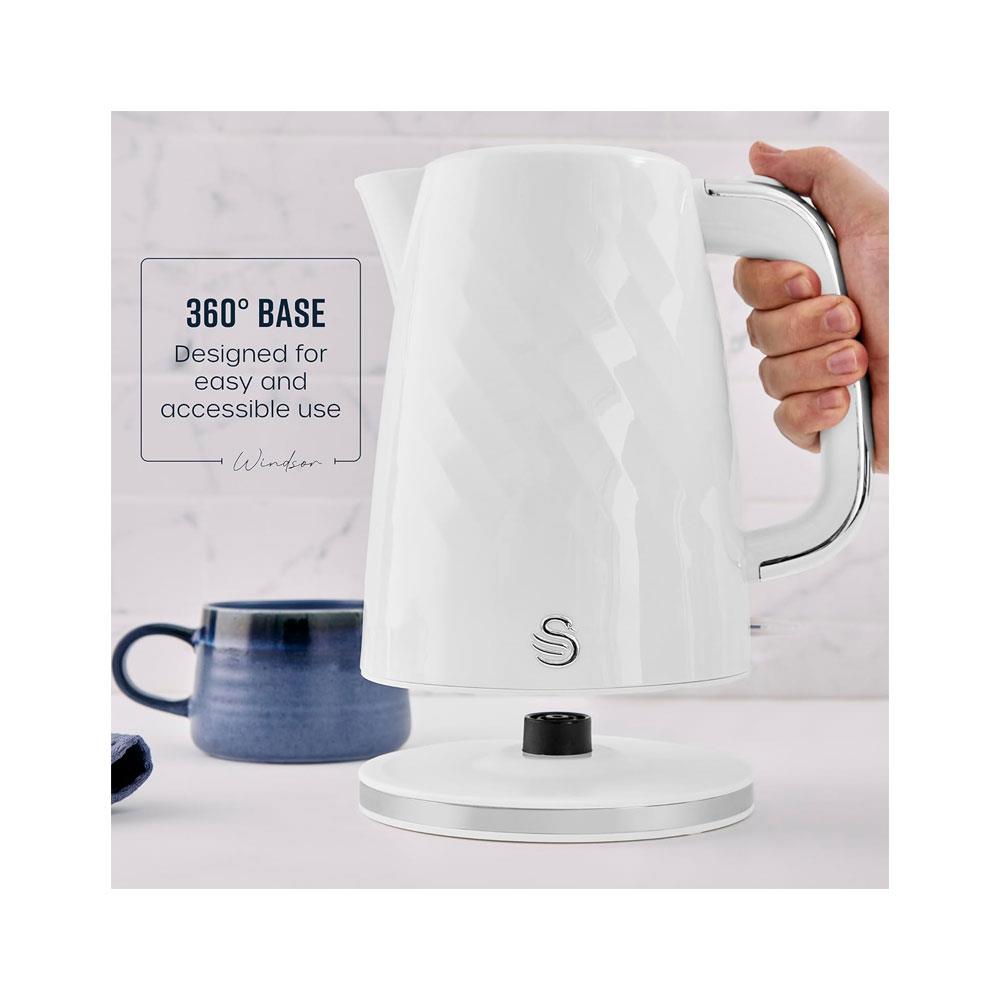Swan Windsor Textured Rapid Boil Electric Kettle With Removable Limescale Filter 3000W 1.7 Litre - White Secondary image