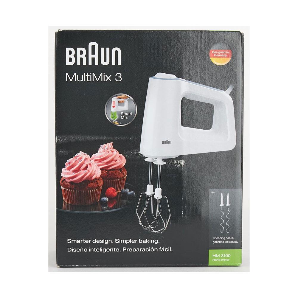 Braun MultiMix 3 Hand Mixer With 5 Speeds + Turbo Mode Stainless Steel 500W - White