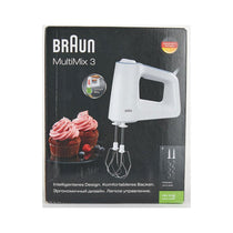 Braun MultiMix 3 Hand Mixer With 5 Speeds + Turbo Mode Stainless Steel 500W - White
