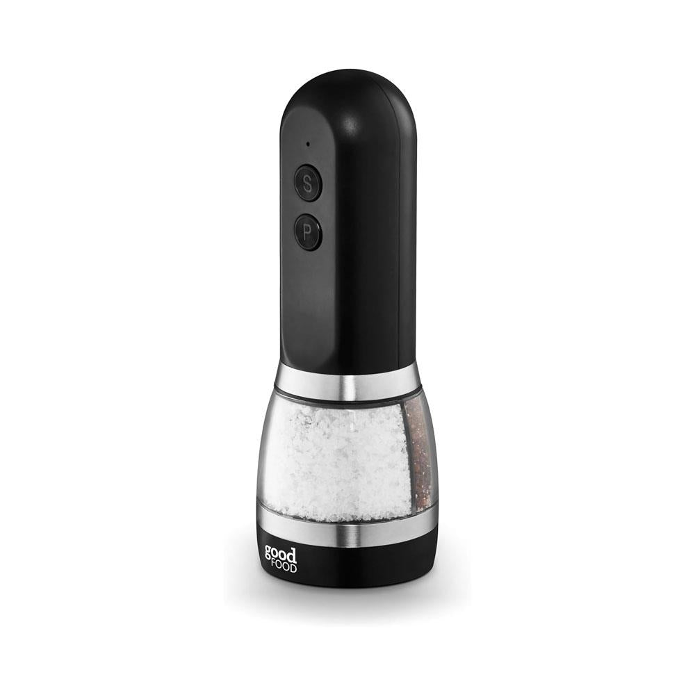 Tower Good Food Duo Salt And Pepper Mill With Adjustable Ceramic Grinders - Black With Brushed Chrome Accents
