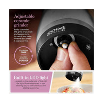 Tower Good Food Duo Salt And Pepper Mill With Adjustable Ceramic Grinders - Black With Brushed Chrome Accents