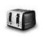 Tower Ash 4 Slice Toaster With Dual Controls Defrost/Reheat/Cancel 1850W - Black & Chrome