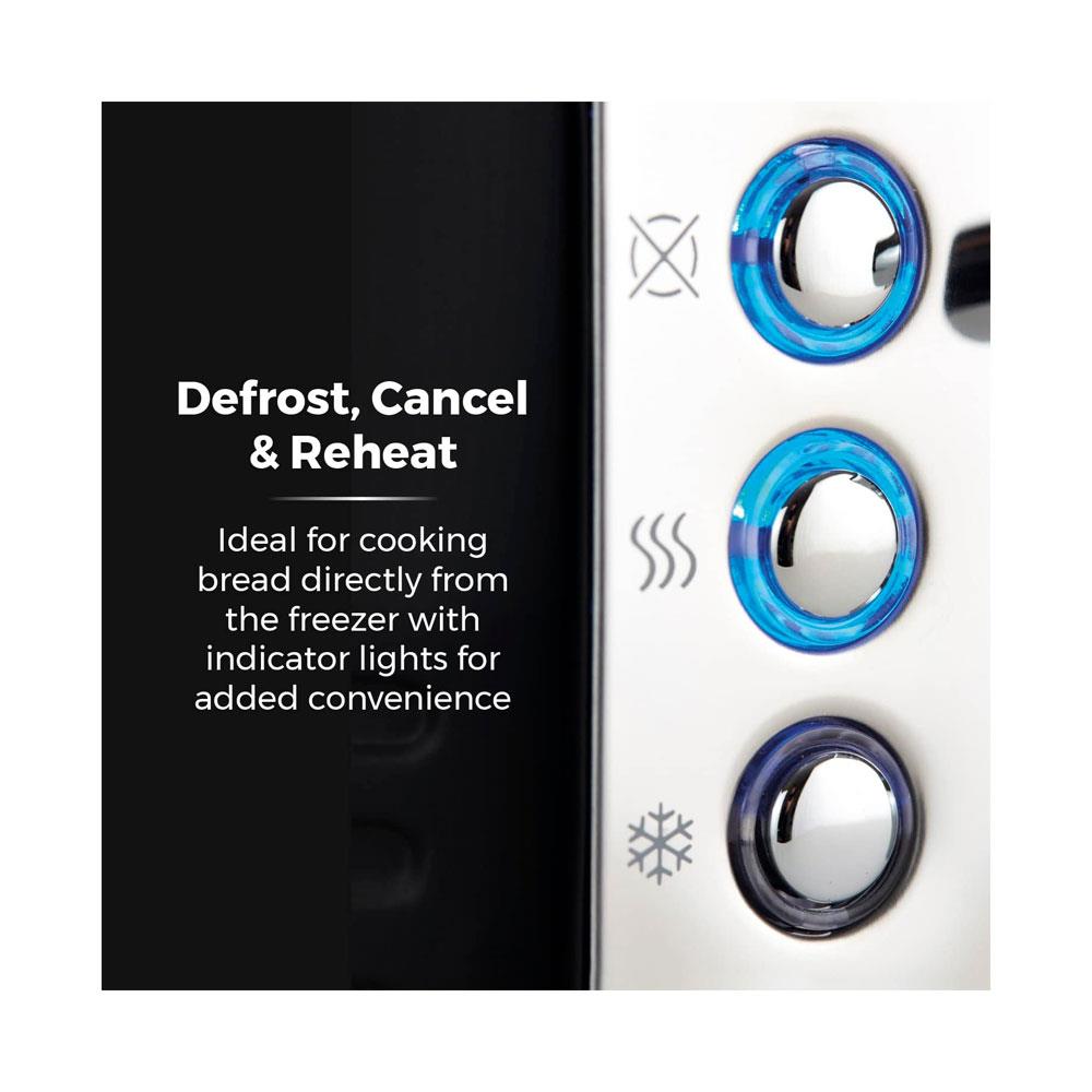 Tower Ash 4 Slice Toaster With Dual Controls Defrost/Reheat/Cancel 1850W - Black & Chrome