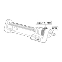Gardena Oscillating Sprinkler Aqua L 120-280m² Area Coverage 8m-18m Range of Spray - Black/Orange
