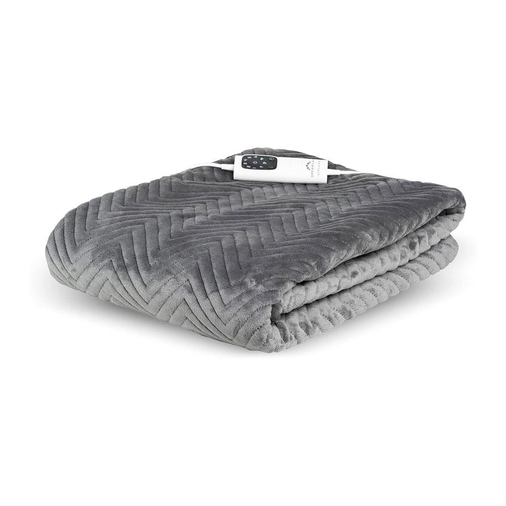 Dreamland Hurry Home Deluxe Velvet Warming Throw Blanket Large 160 X 120cm - Grey