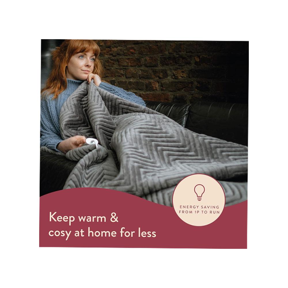 Dreamland Hurry Home Deluxe Velvet Warming Throw Blanket Large 160 X 120cm - Grey