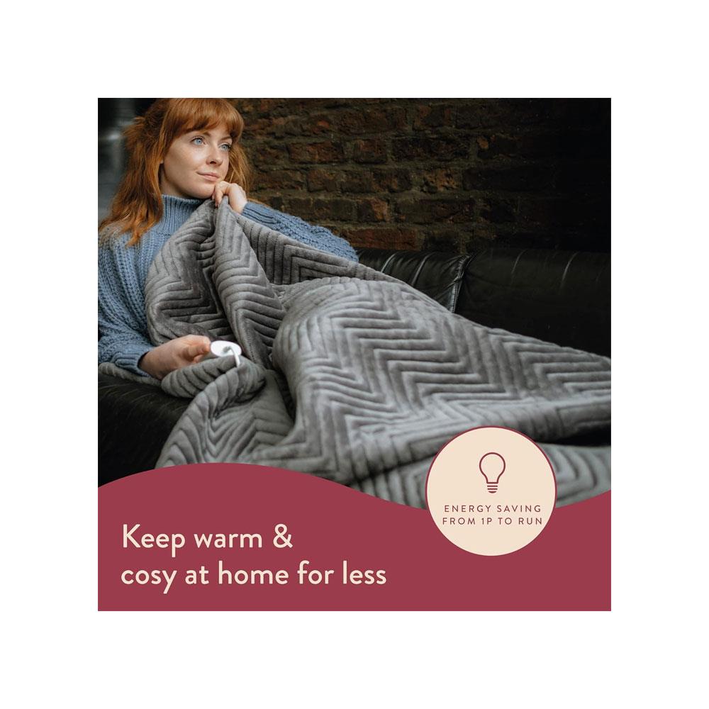 Dreamland Hurry Home Deluxe Velvet Warming Throw Blanket Large 160 X 120cm - Grey