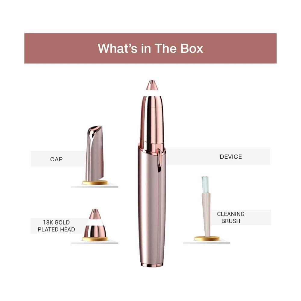 Finishing Touch Flawless Brows Blush 3.0 Trimmer Built-In LED Light Battery Powered - Gold