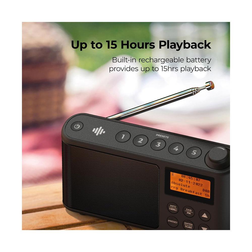 i-box Spectrum DAB/DAB+/FM Portable Radio Large LCD Display 3W Stereo Up To 15 hours - Black