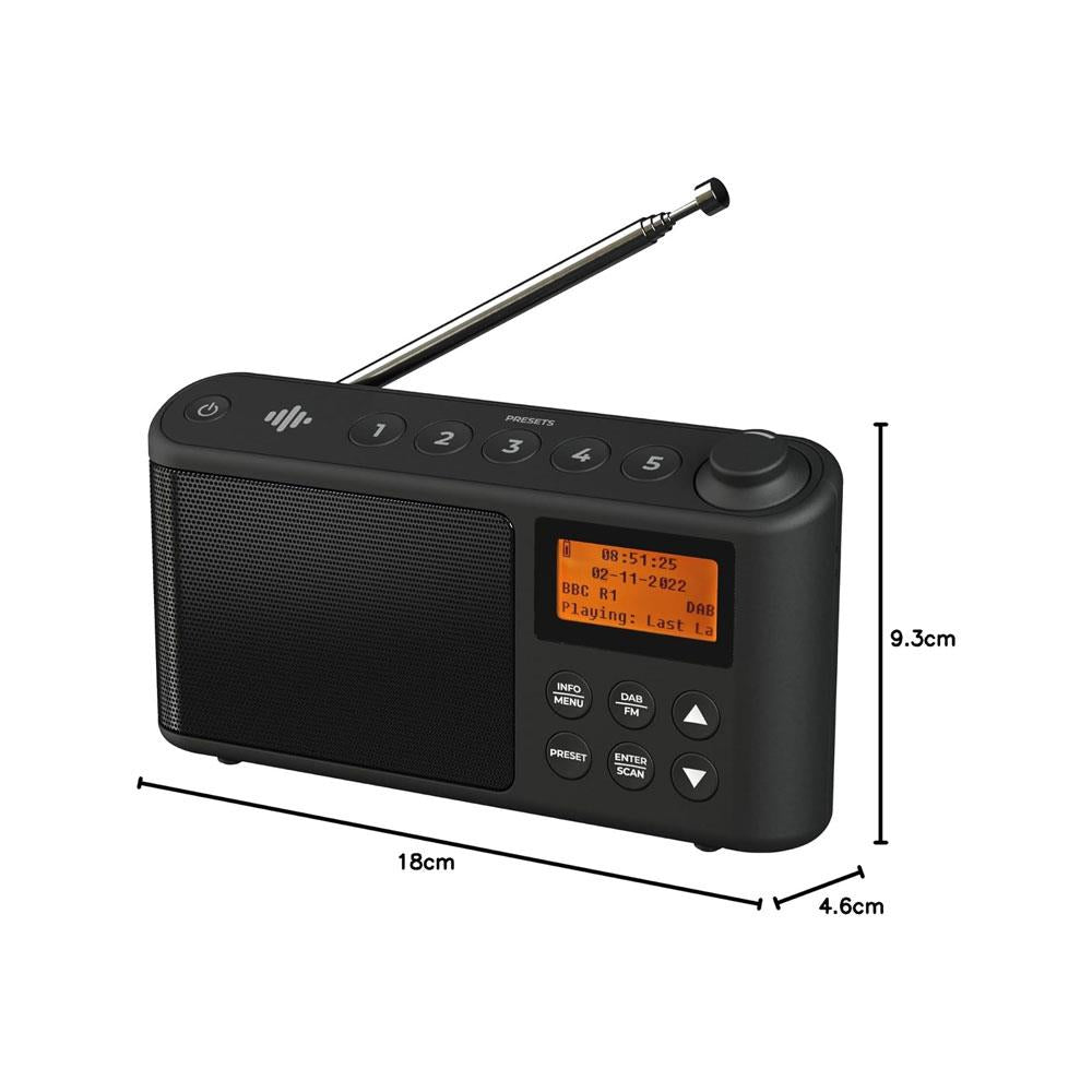 i-box Spectrum DAB/DAB+/FM Portable Radio Large LCD Display 3W Stereo Up To 15 hours - Black