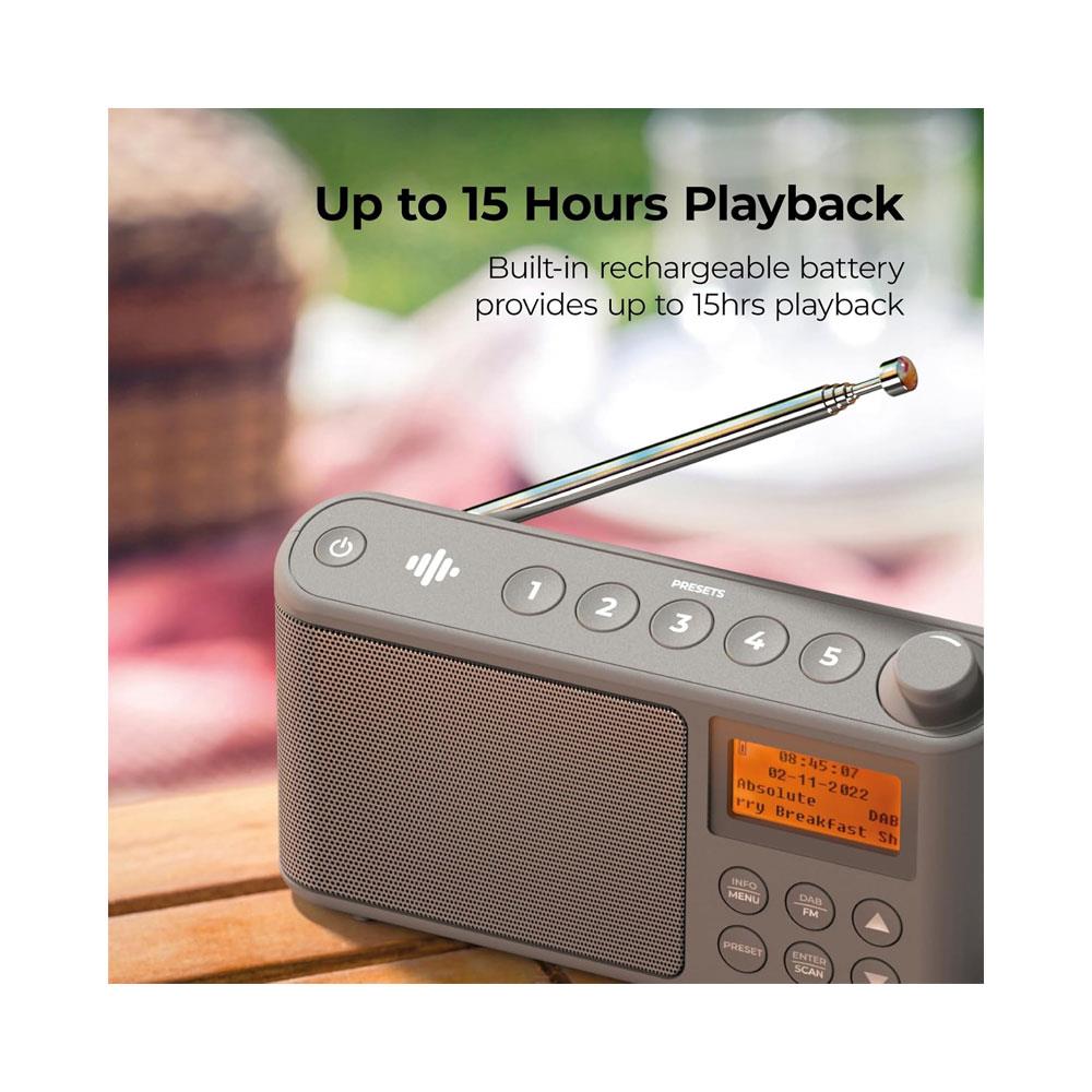 i-box Spectrum DAB/DAB+/FM Portable Radio Large LCD Display 3W Stereo Up To 15 hours - Grey
