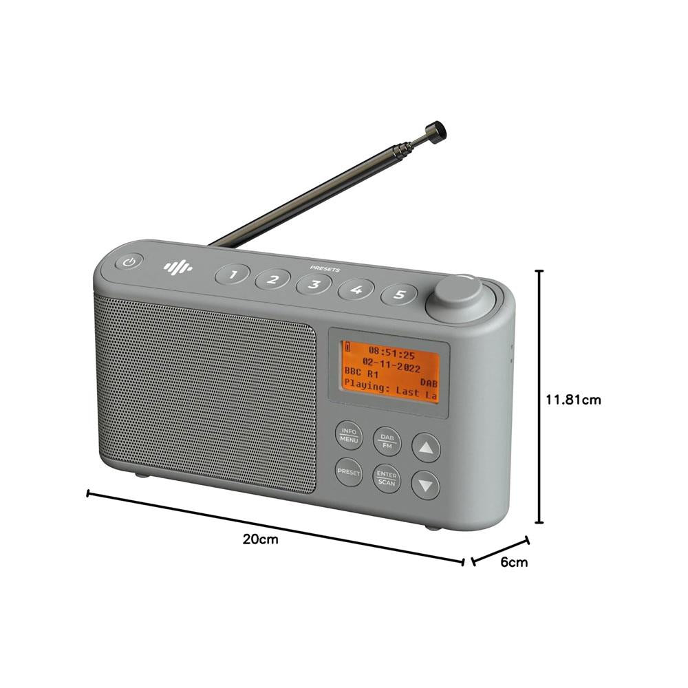i-box Spectrum DAB/DAB+/FM Portable Radio Large LCD Display 3W Stereo Up To 15 hours - Grey