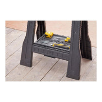 Stanley Junior Sawhorses Folding Junior Work Bench Saw Horse With Tray Twin Pack 1-70-355 - Black