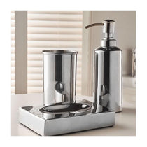 OurHouse Bathroom Caddy 3 Piece Set Accessories Toothbrush Holder Handwash Lotion Soap Dispenser & Soap Dish - Chrome