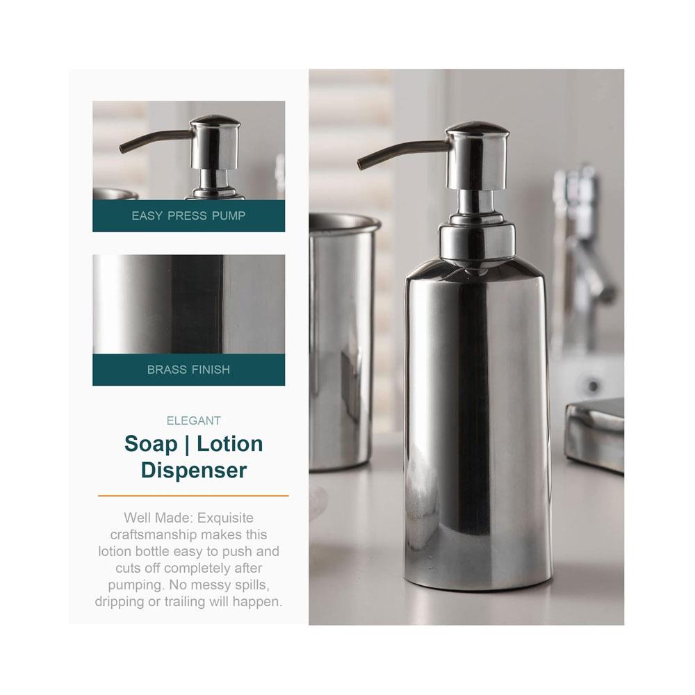 OurHouse Bathroom Caddy 3 Piece Set Accessories Toothbrush Holder Handwash Lotion Soap Dispenser & Soap Dish - Chrome