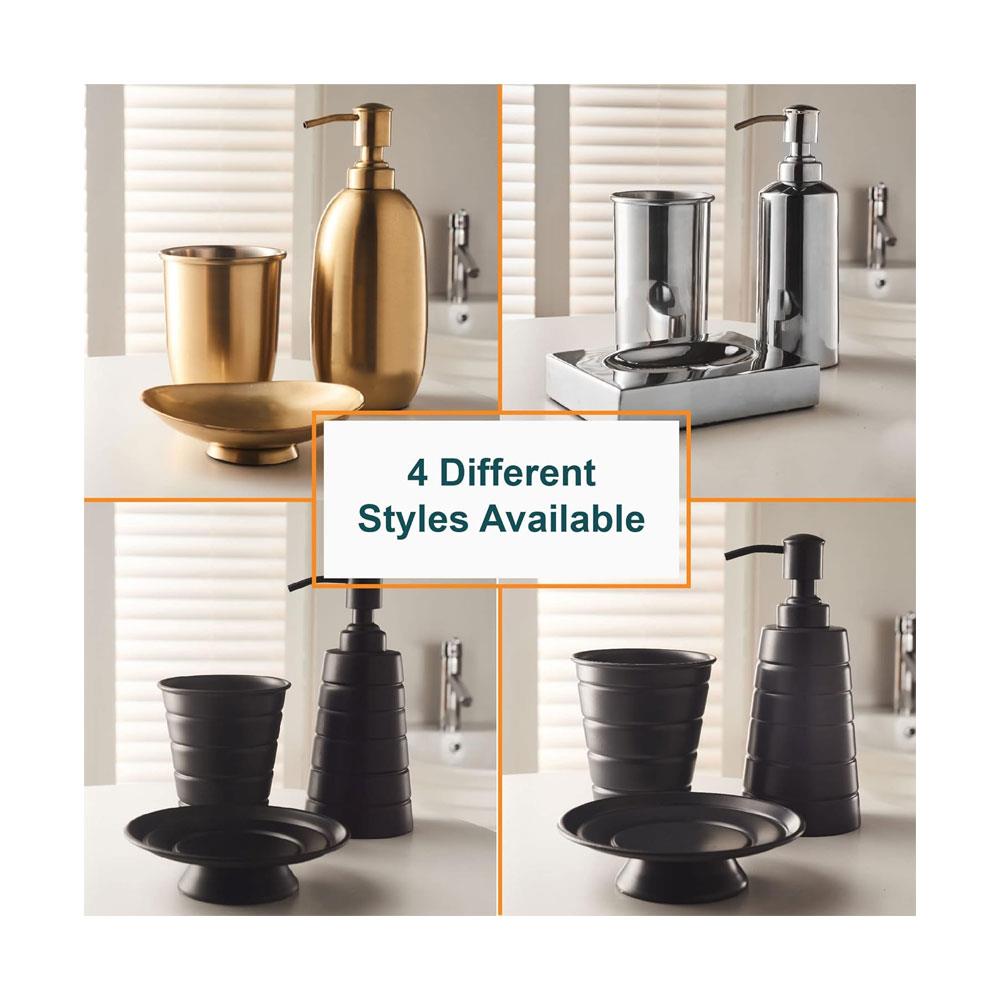 OurHouse Bathroom Caddy 3 Piece Set Accessories Toothbrush Holder Handwash Lotion Soap Dispenser & Soap Dish - Chrome