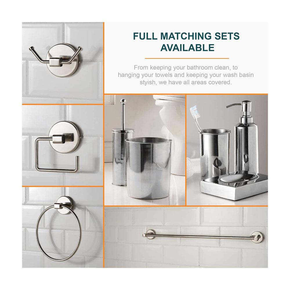 OurHouse Bathroom Caddy 3 Piece Set Accessories Toothbrush Holder Handwash Lotion Soap Dispenser & Soap Dish - Chrome