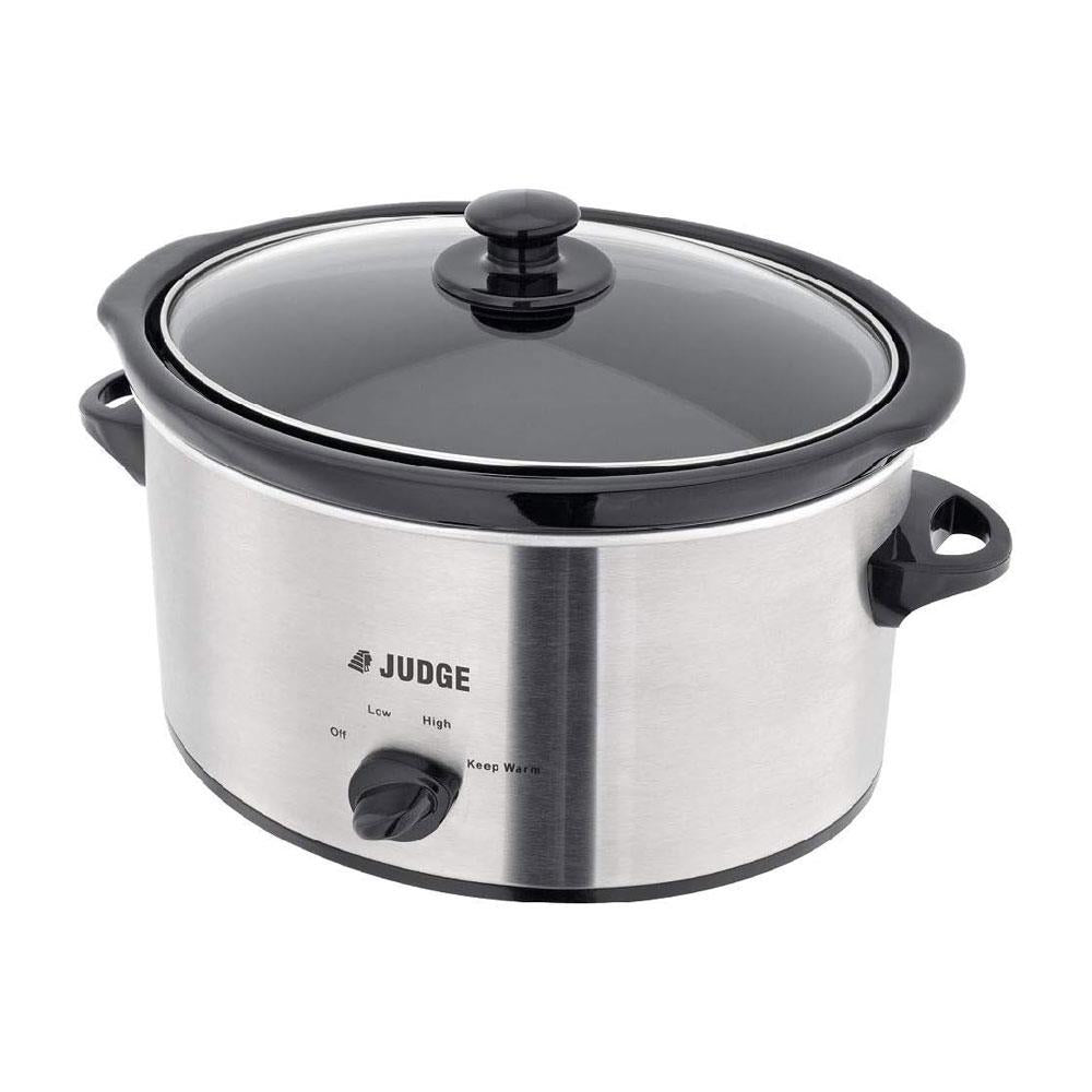 Judge Electricals Slow Cooker With Removable Ceramic Pot Stainless Steel 180W Large 3.5 Litre - Silver Main image