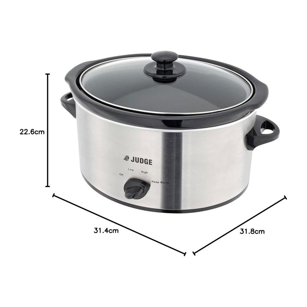 Judge Electricals Slow Cooker With Removable Ceramic Pot Stainless Steel 180W Large 3.5 Litre - Silver Secondary image