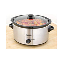 Judge Electricals Slow Cooker With Removable Ceramic Pot Stainless Steel 180W Large 3.5 Litre - Silver