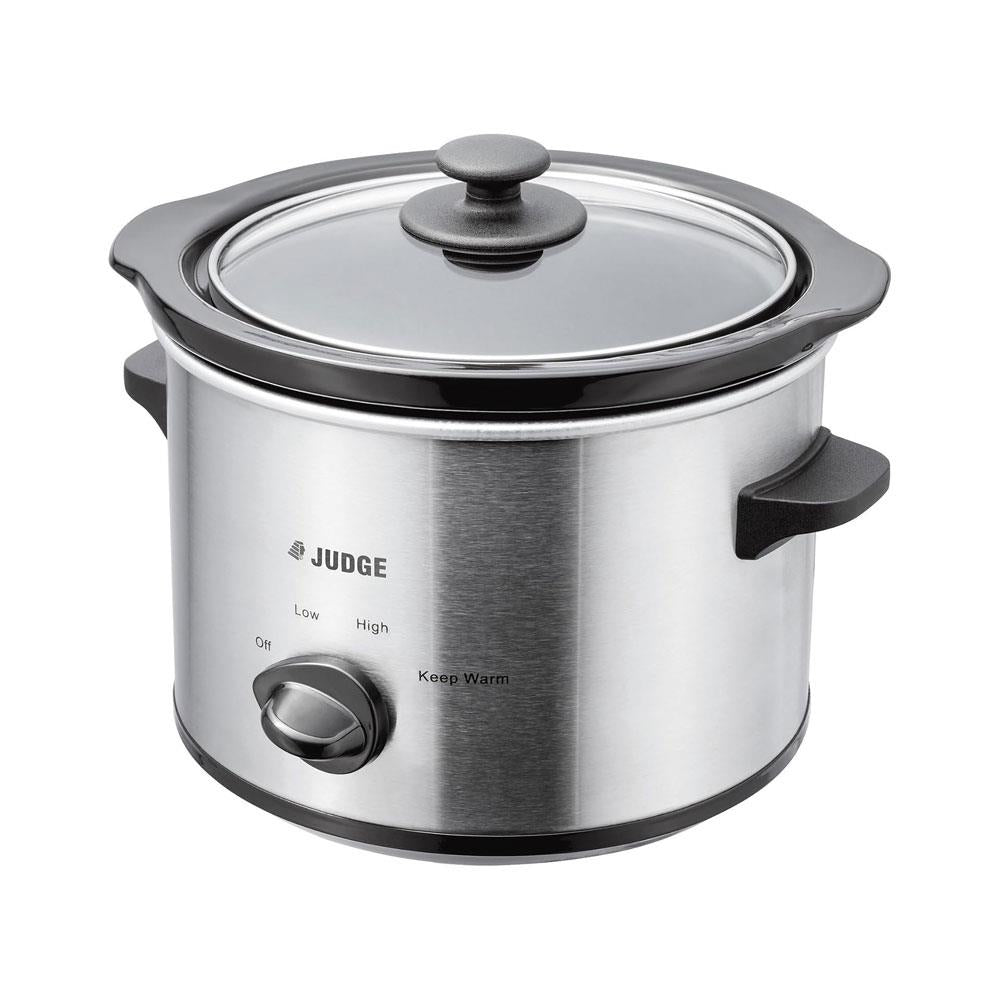 Judge Electricals Slow Cooker With Removable Ceramic Pot Stainless Steel 120W 1.5 Litres - Silver Main image