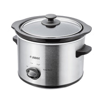 Judge Electricals Slow Cooker With Removable Ceramic Pot Stainless Steel 120W 1.5 Litres - Silver