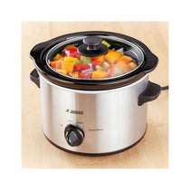 Judge Electricals Slow Cooker With Removable Ceramic Pot Stainless Steel 120W 1.5 Litres - Silver