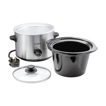 Judge Electricals Slow Cooker With Removable Ceramic Pot Stainless Steel 120W 1.5 Litres - Silver