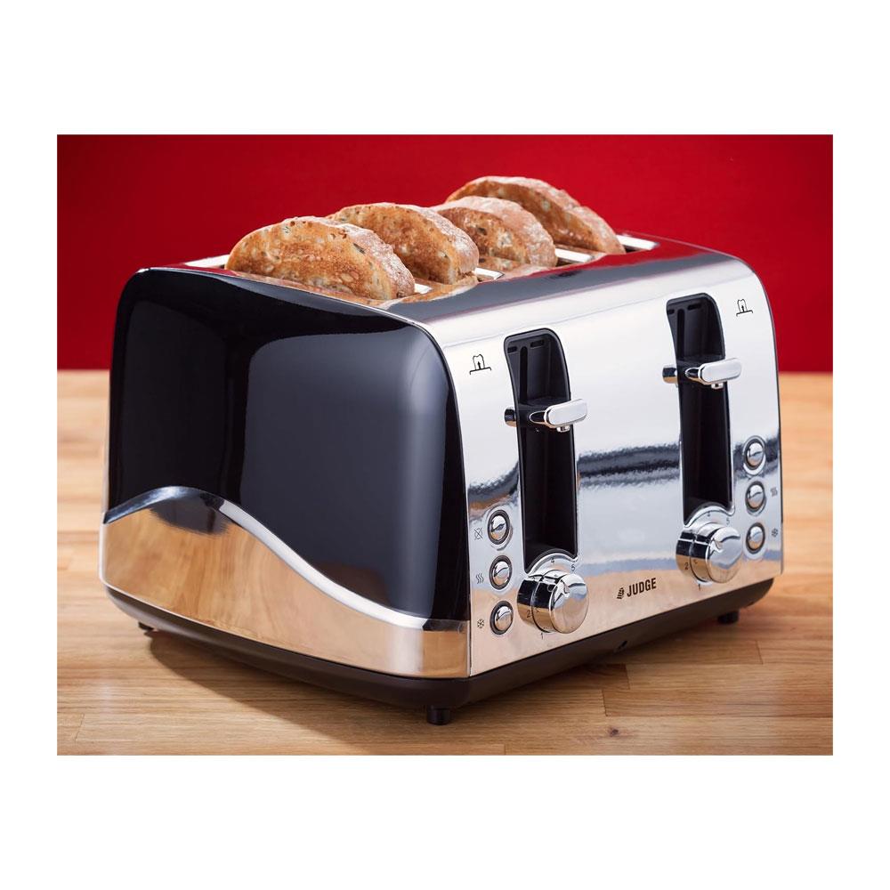 Judge Electricals 4 Slice Toaster Multipurpose 1550W - Black/Silver