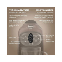 Lavazza A Modo Mio Desea Capsule Pod Coffee Machine Fully Automatic 1500W 1 Litres - Walnut