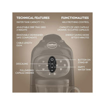 Lavazza A Modo Mio Desea Capsule Pod Coffee Machine Fully Automatic 1500W 1 Litres - Black
