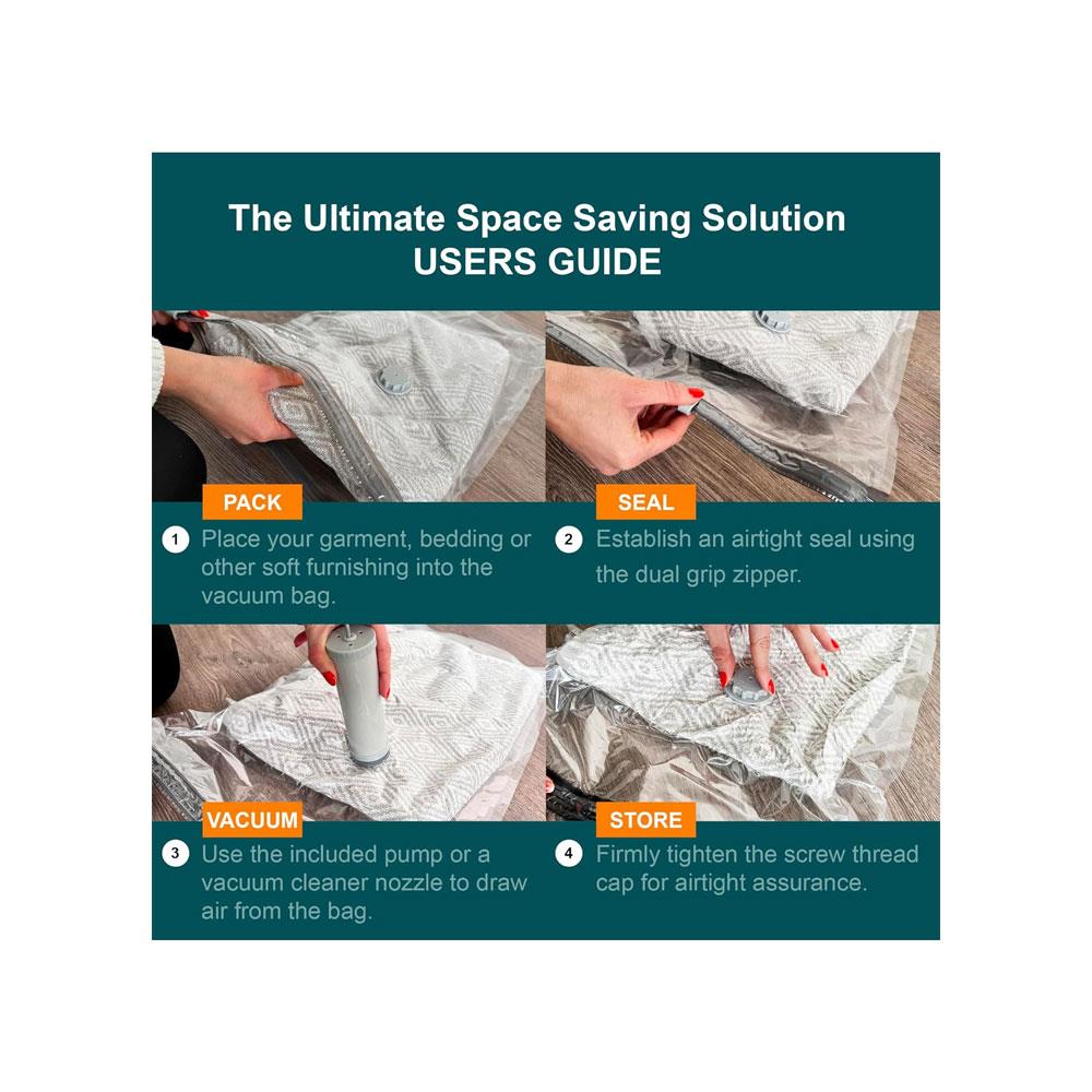 OurHouse Vacuum Storage Bags Set of 20 With Pump Compression Zip Lock Seal Bag - Clear