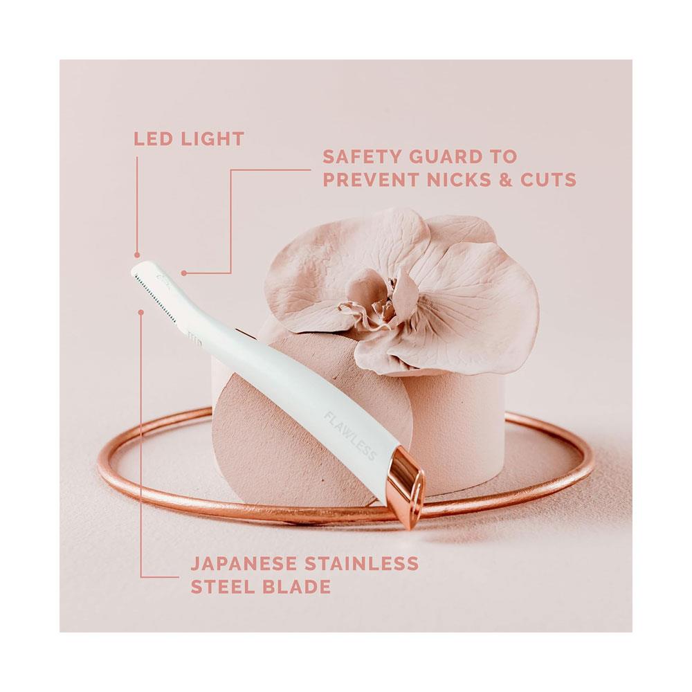 Finishing Touch Flawless Dermaplane Glow Lighted Facial Exfoliator Hair Remover - White