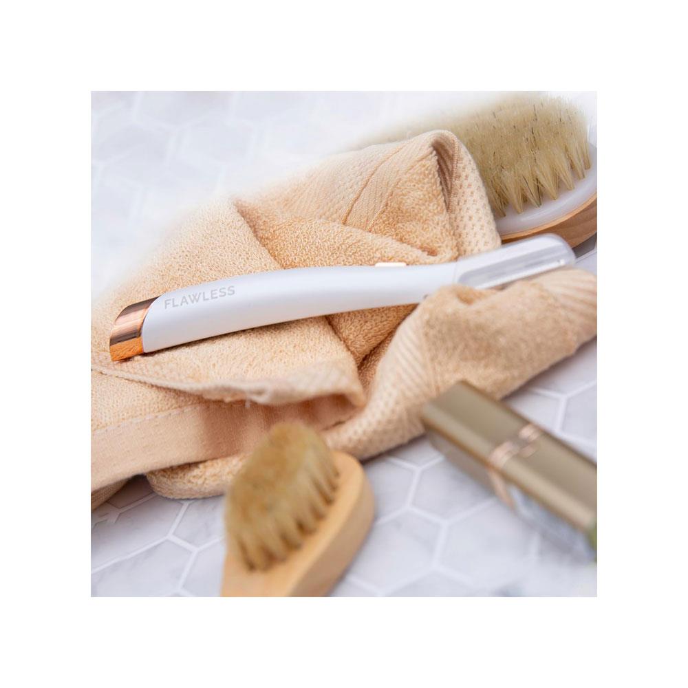 Finishing Touch Flawless Dermaplane Glow Lighted Facial Exfoliator Hair Remover - White
