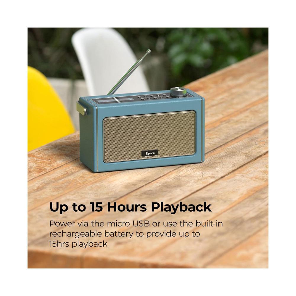 i-box Epoca Portable DAB/DAB+ And FM Radio With Bluetooth Speaker 2x 3W Stereo - Duck Egg Blue
