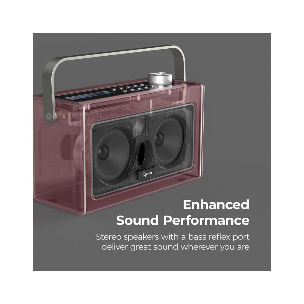 i-box Epoca Portable DAB/DAB+ And FM Radio With Bluetooth Speaker 2x 3W Stereo - Cherry Red