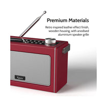 i-box Epoca Portable DAB/DAB+ And FM Radio With Bluetooth Speaker 2x 3W Stereo - Cherry Red